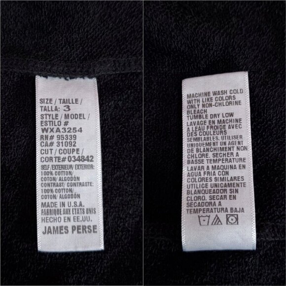 James Perse Womens Size 3 Large Relaxed Crop Hoodie Black Cotton - Picture 9 of 11